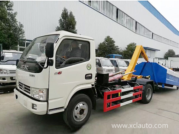 6t Dongfeng Hydraulic Hook Lift Garbage Truck With Auto Tipping