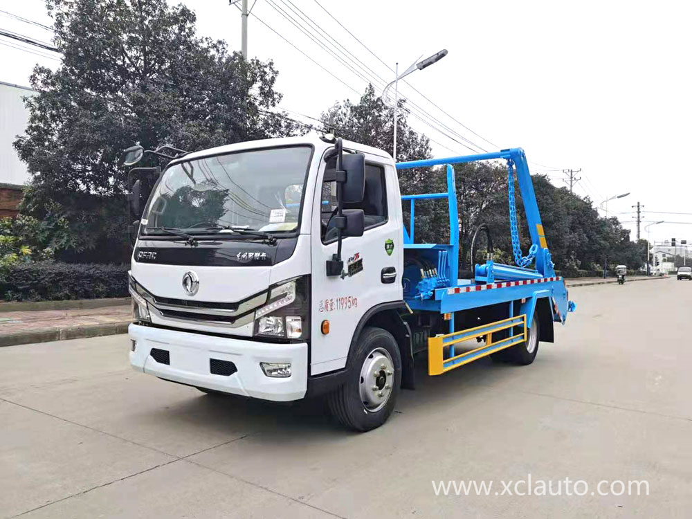 5cbm Dongfeng brand 6 wheels Swing Arm Garbage Truck for sanitation garbage coll