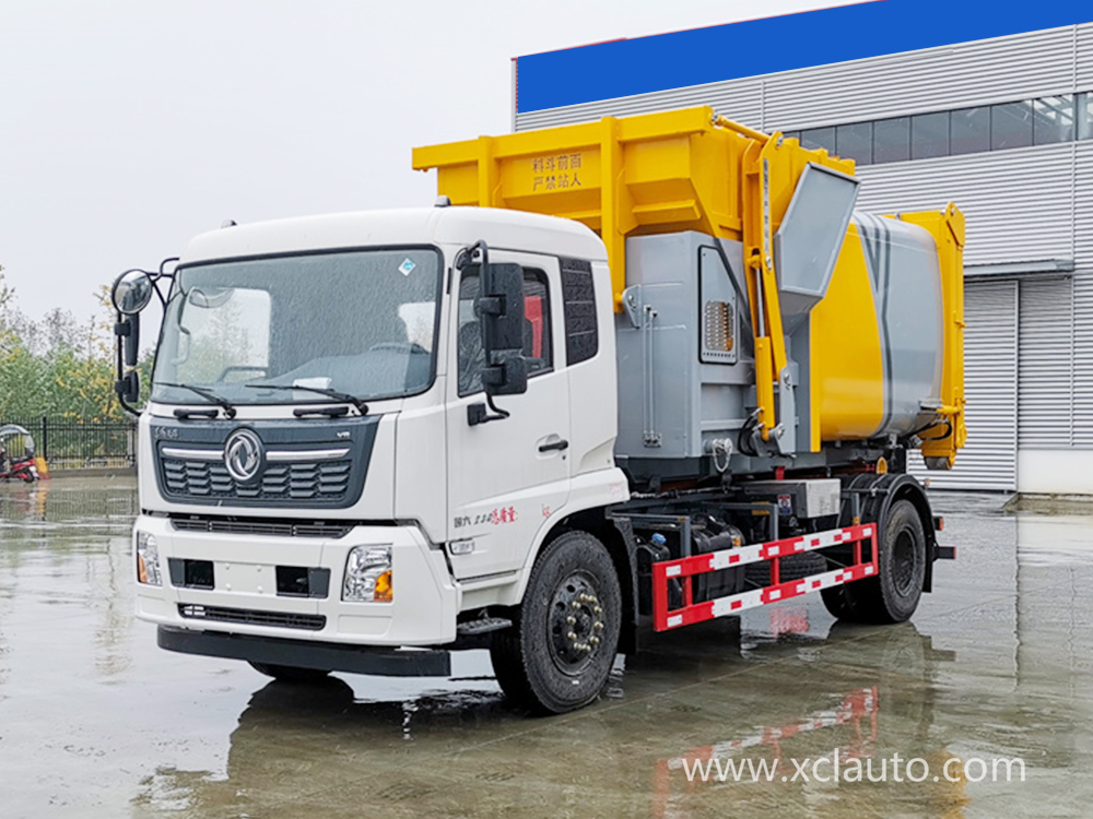 Dongfeng Hook Lift Garbage Truck , 12 Tons 12cbm Roll Off Container Garbage Truc