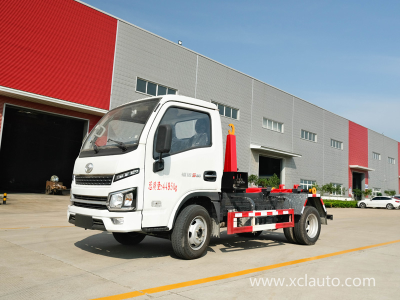 Jump into the hook-arm garbage truck