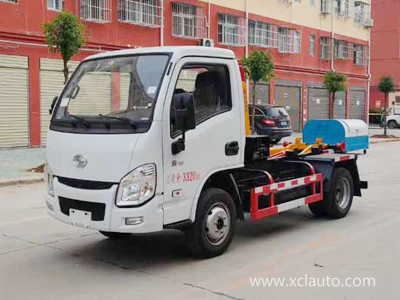 National six 3 square blue brand jump into the hook arm garbage truck